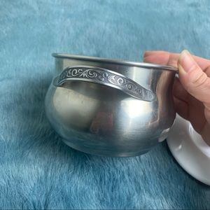 Vintage Monterey metal stainless steel Holloway with rare white lid